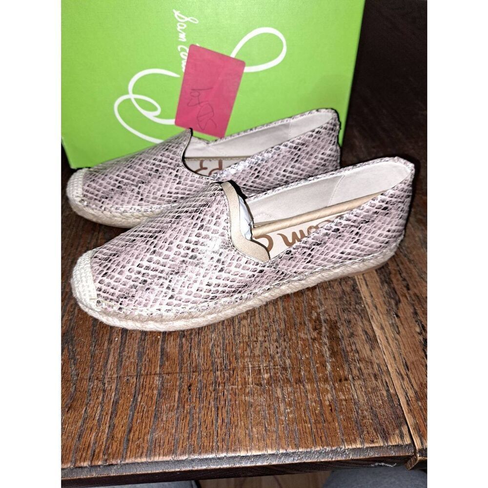 New 6M Sam Edelman Kesia Slip On Leather Loafer Snakeskin Comfort Casual Shoes